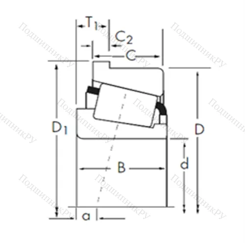 Подшипник роликовый радиально-упорный X 32048XR/Y 32048XR