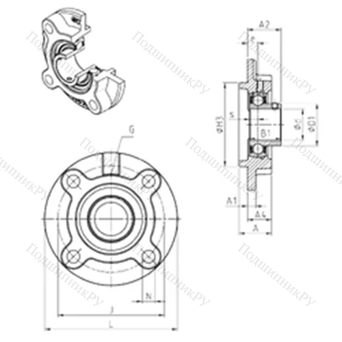Подшипниковый узел шариковый радиальный USFC 211