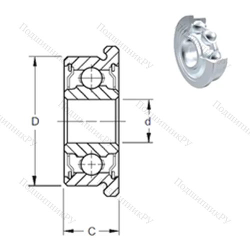 Подшипник шариковый радиальный F 688-2ZW 4 от производителя  ZEN