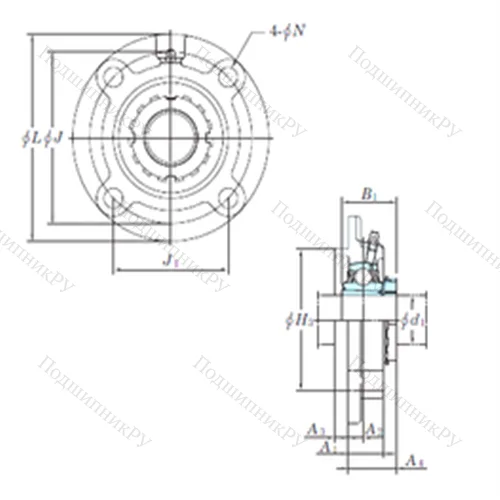 Подшипниковый узел шариковый радиальный UKFCX 08 от производителя  KOYO