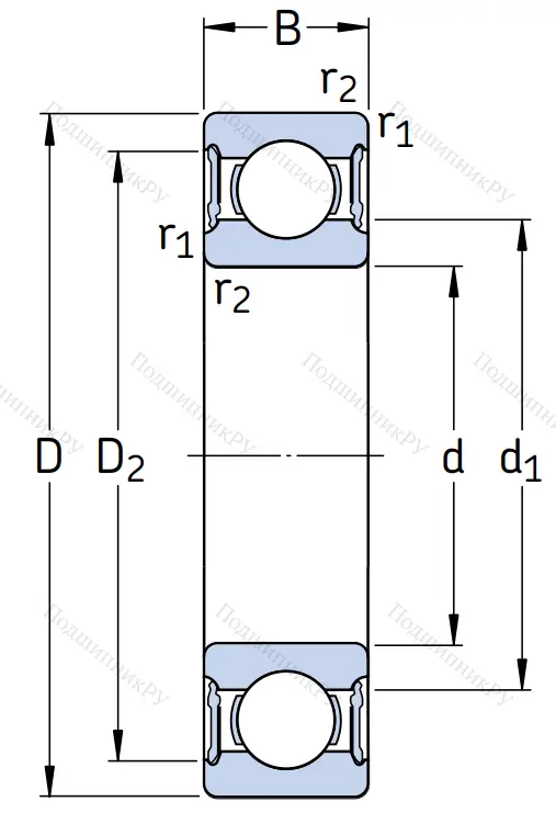 Однорядный шариковый подшипник 6316 2RS 1 от производителя  SKF