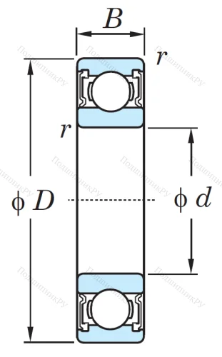 Однорядный шариковый подшипник 6804 2RS от производителя  KOYO