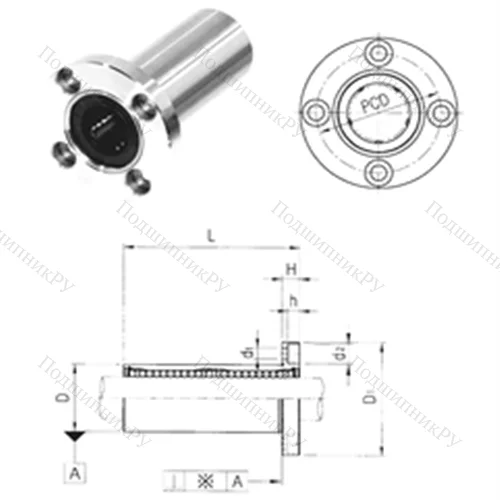Подшипник шариковый линейный LMF 16LUU от производителя  Samick