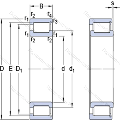 Однорядные бессепараторные цилиндрические роликоподшипники NCF 29/850 V