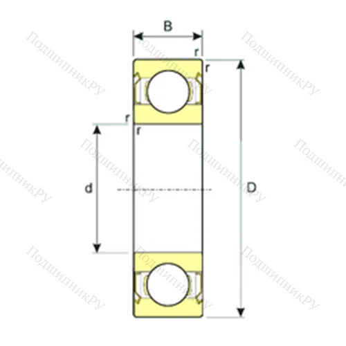Подшипник шариковый радиальный SS 6308-ZZ