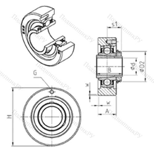 Подшипниковый узел шариковый радиальный UKC 212H