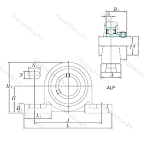 Подшипниковый узел шариковый радиальный ALP 206-20 от производителя  KOYO