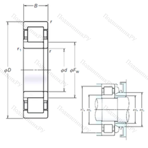 Подшипник роликовый радиальный NUP 2222EM