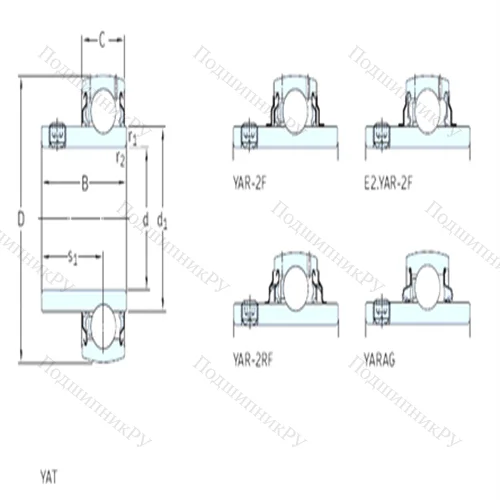 Подшипник шариковый радиальный YAR 207-106-2RF/HV от производителя  SKF
