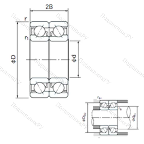 Подшипник шариковый радиально-упорный спаренный 7007DB