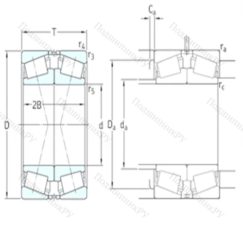 Подшипник роликовый радиально-упорный спаренный 32024X/DF