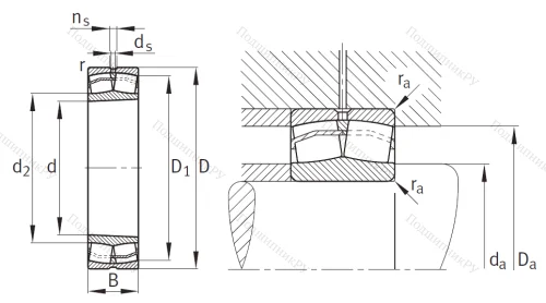 Сферический роликовый подшипник с конической посадкой на вал 22317 E 1 XL K от производителя  FAG