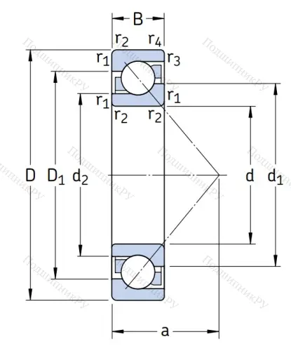 Однорядный шариковый подшипник 7309 BECBM от производителя  SKF