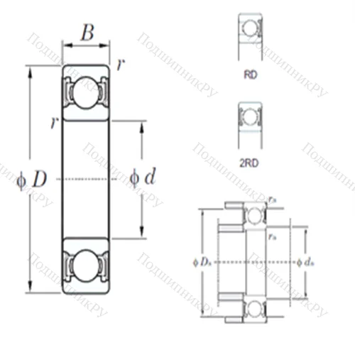 Подшипник шариковый радиальный 6207-2RD