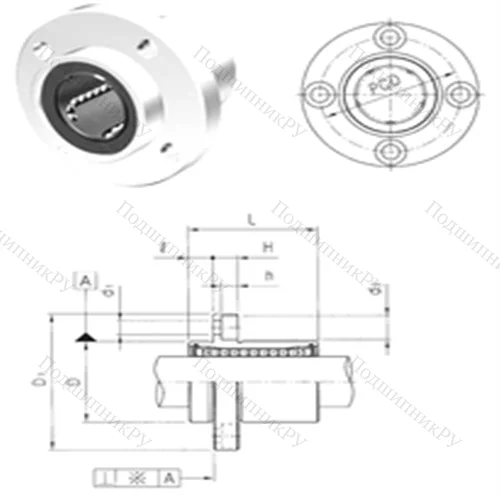Подшипник шариковый линейный LMFP 10UU от производителя  Samick