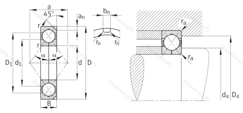 Радиально-упорный шариковый подшипник QJ 320 N 2MPA от производителя  FAG