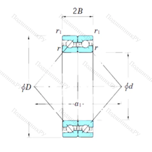 Подшипник шариковый радиально-упорный спаренный ACT 016BDB