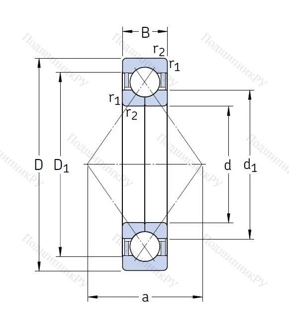 Радиально-упорный шариковый подшипник QJ 211 MA/C 3