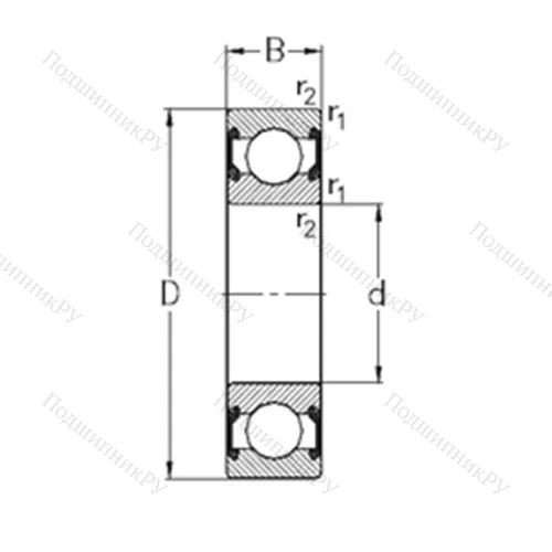 Подшипник шариковый радиальный 6206-2RS 2
