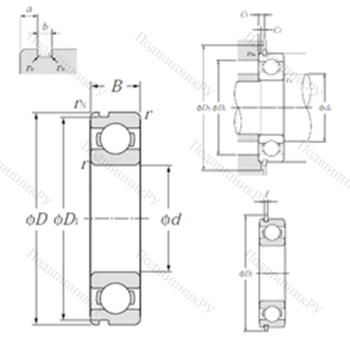 Подшипник шариковый радиальный 6811NR от производителя  NTN