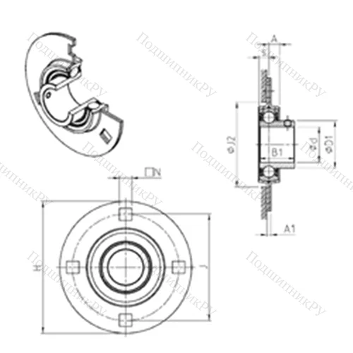 Подшипниковый узел шариковый радиальный USPF 209 от производителя  SNR