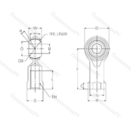 Подшипник скольжения сферический RBT 6 от производителя  NMB