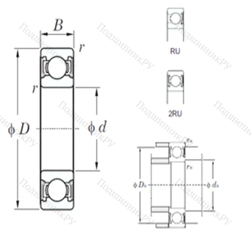Подшипник шариковый радиальный 6000-2RU