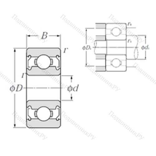 Подшипник шариковый радиальный 629X 50ZZ