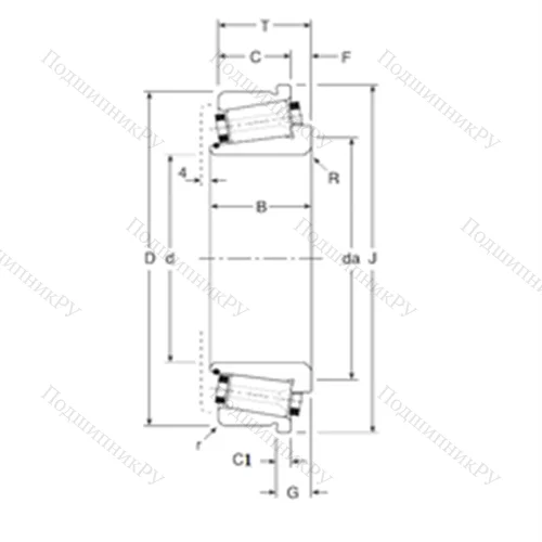 Подшипник роликовый радиально-упорный 110050X/110100C от производителя  Gamet