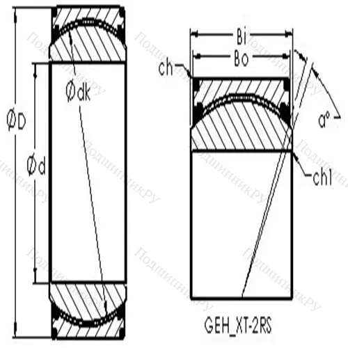 Подшипник скольжения сферический GEH 320XT-2RS от производителя  AST