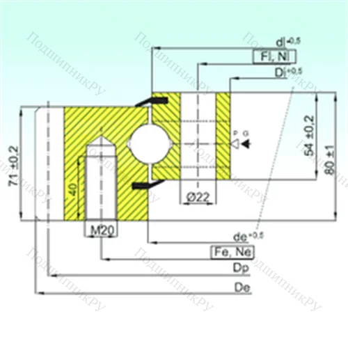 Подшипник шариковый опорно-поворотный EB 1.25.1155.200-1STPN от производителя  ISB