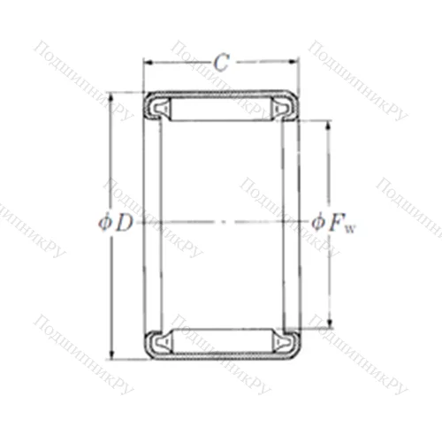 Подшипник игольчатый радиальный B-2216 от производителя  NSK Подшипник игольчатый радиальный B-2216 от производителя  NSK
