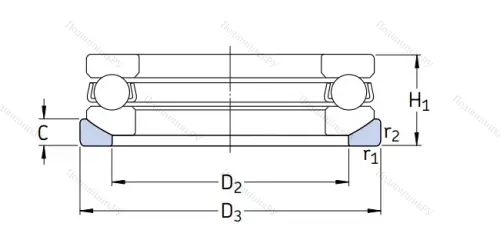 Упорный шариковый подкладное кольцо U 307 от производителя  SKF