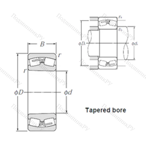 Подшипник роликовый радиальный самоцентрирующийся 23968K от производителя  NTN