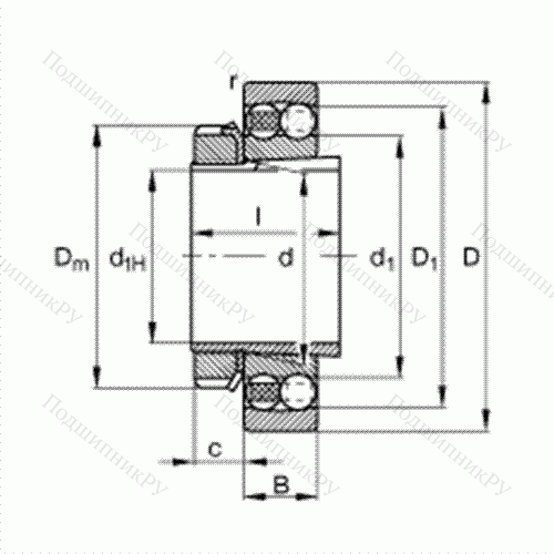 Подшипник шариковый радиально-сферический 1308-K-TVH-C 3 + H 308 от производителя  FAG