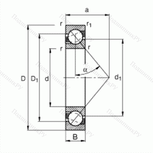 Подшипник шариковый радиально-упорный 7220-B-TVP от производителя  FAG Подшипник шариковый радиально-упорный 7220-B-TVP от производителя  FAG