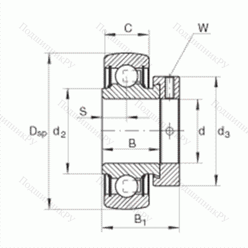 Подшипник шариковый закрепляемый RAE 30-NPP-B от производителя  INA Подшипник шариковый закрепляемый RAE 30-NPP-B от производителя  INA