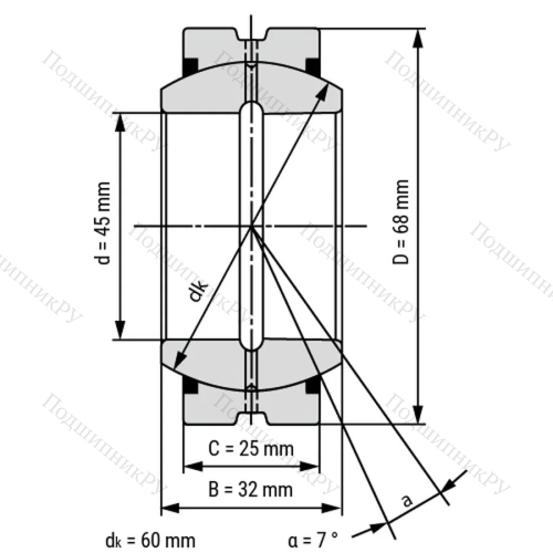 Подшипник скольжения сферический SB 45A