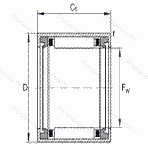 Подшипник роликовый игольчатый с одним наружным штампованным кольцом HK 2020-2RS от производителя  INA Подшипник роликовый игольчатый с одним наружным штампованным кольцом HK 2020-2RS от производителя  INA