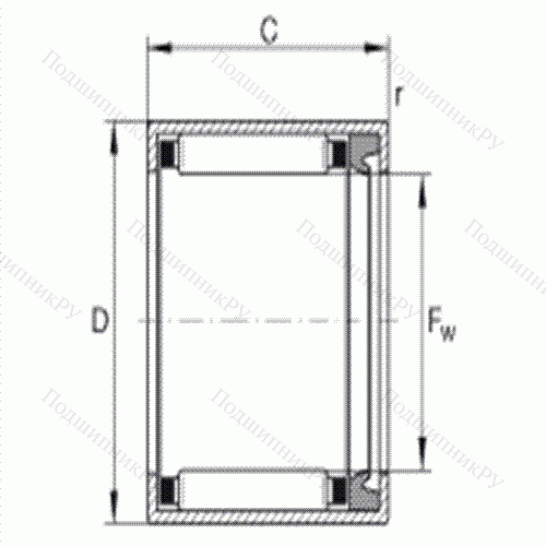 Подшипник роликовый игольчатый с одним наружным штампованным кольцом HK 5022-RS